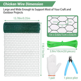 Lucomb galvanised 0-8mm chicken wire green for rust resistance and durable garden use