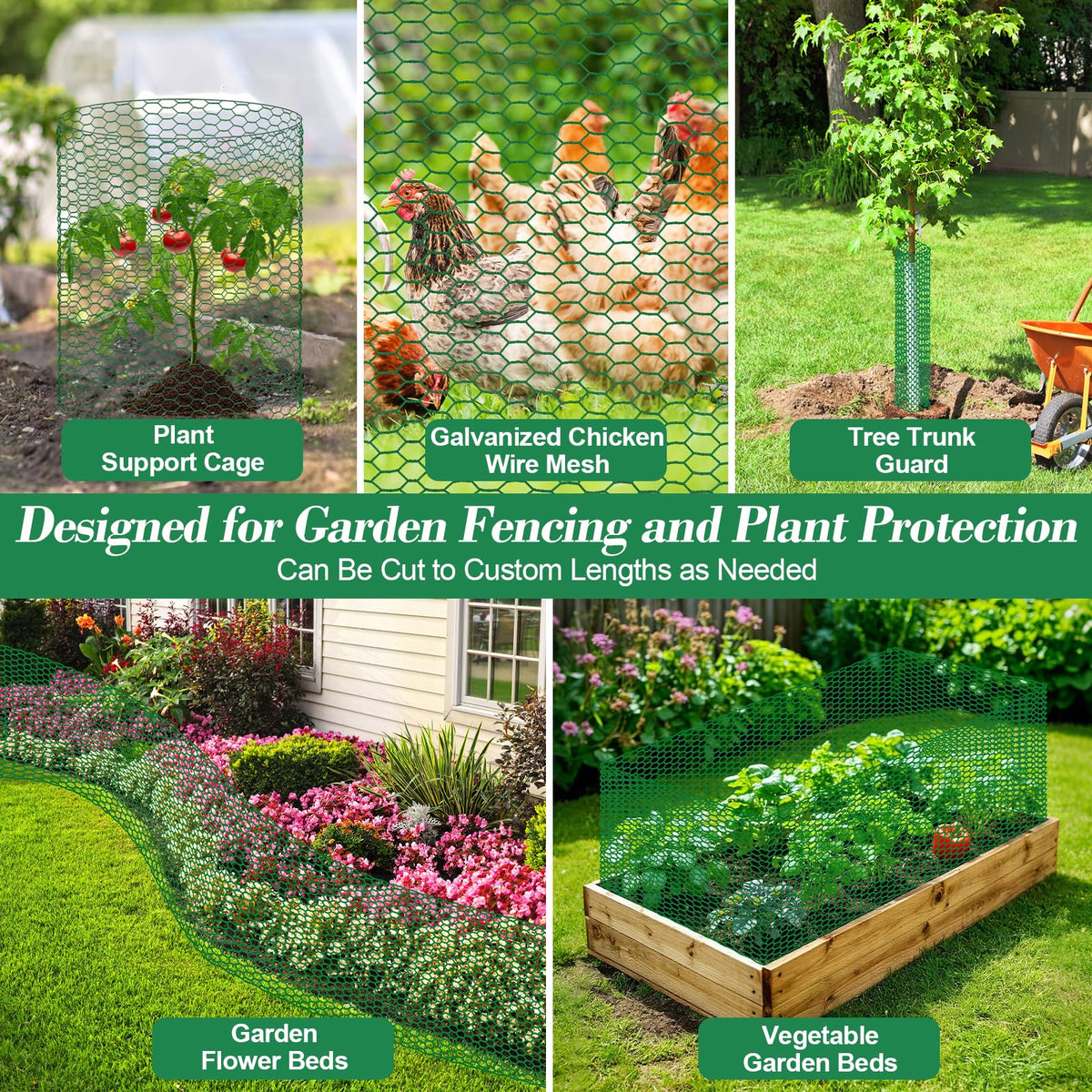 Lucomb-green coated wire stands up to weather for outdoor use