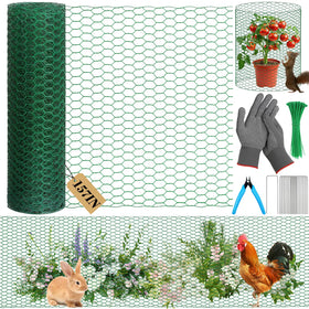Lucomb plant protector with hexagonal wire mesh shielding outdoor vegetables from rabbits