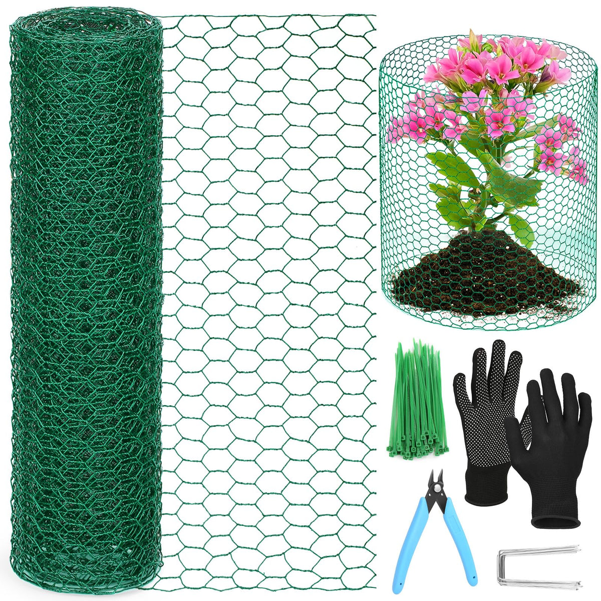 Lucomb plant protectors roll, cut to fit, enables customizable cages for diverse plants.