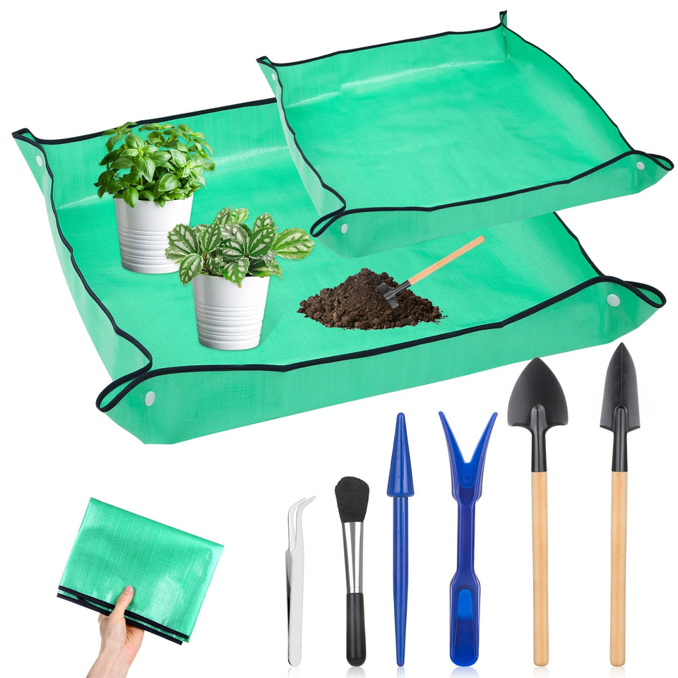 Lucomb repotting mat foldable 39x39 on workstation protects surfaces