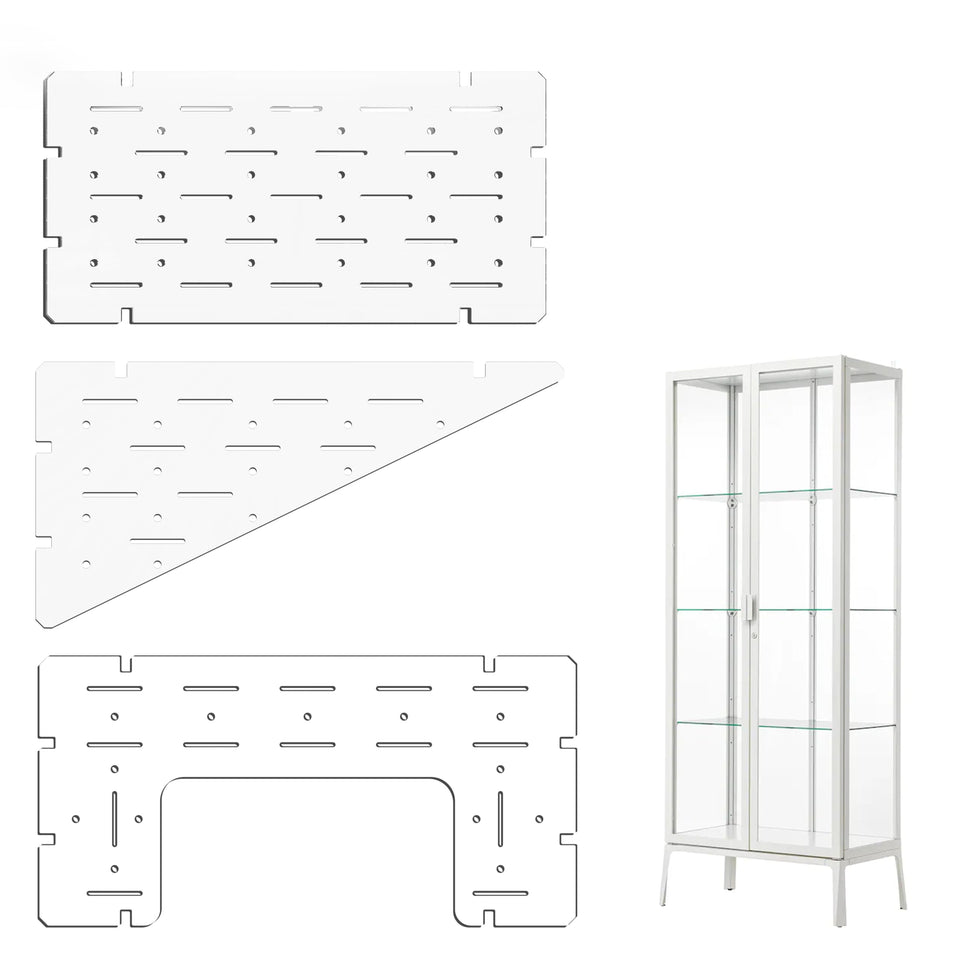 LUVCOSY Milsbo tall greenhouse front view: crystal-clear acrylic shelves for organized displays.