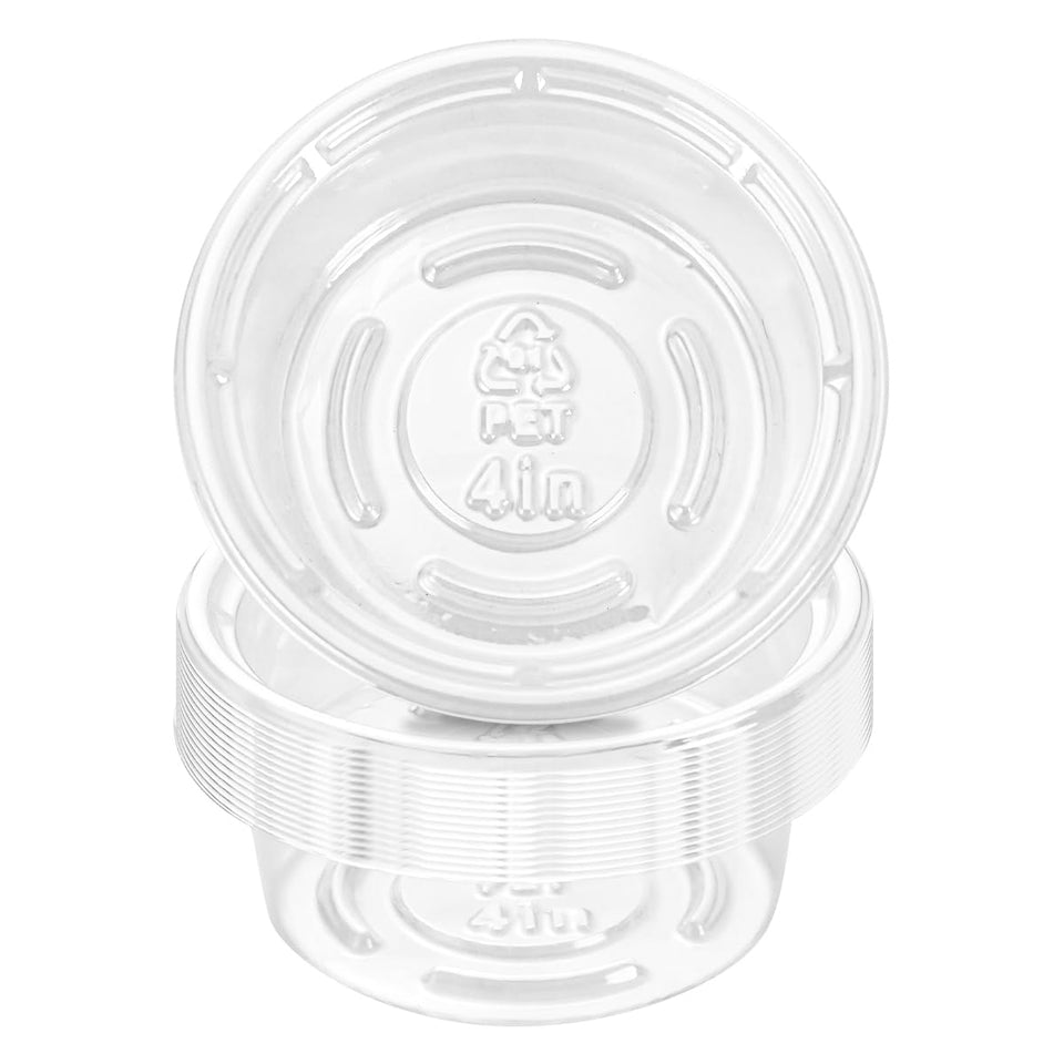 Lucpur plant saucer 4in top view showcases a crystal-clear tray for indoor water control