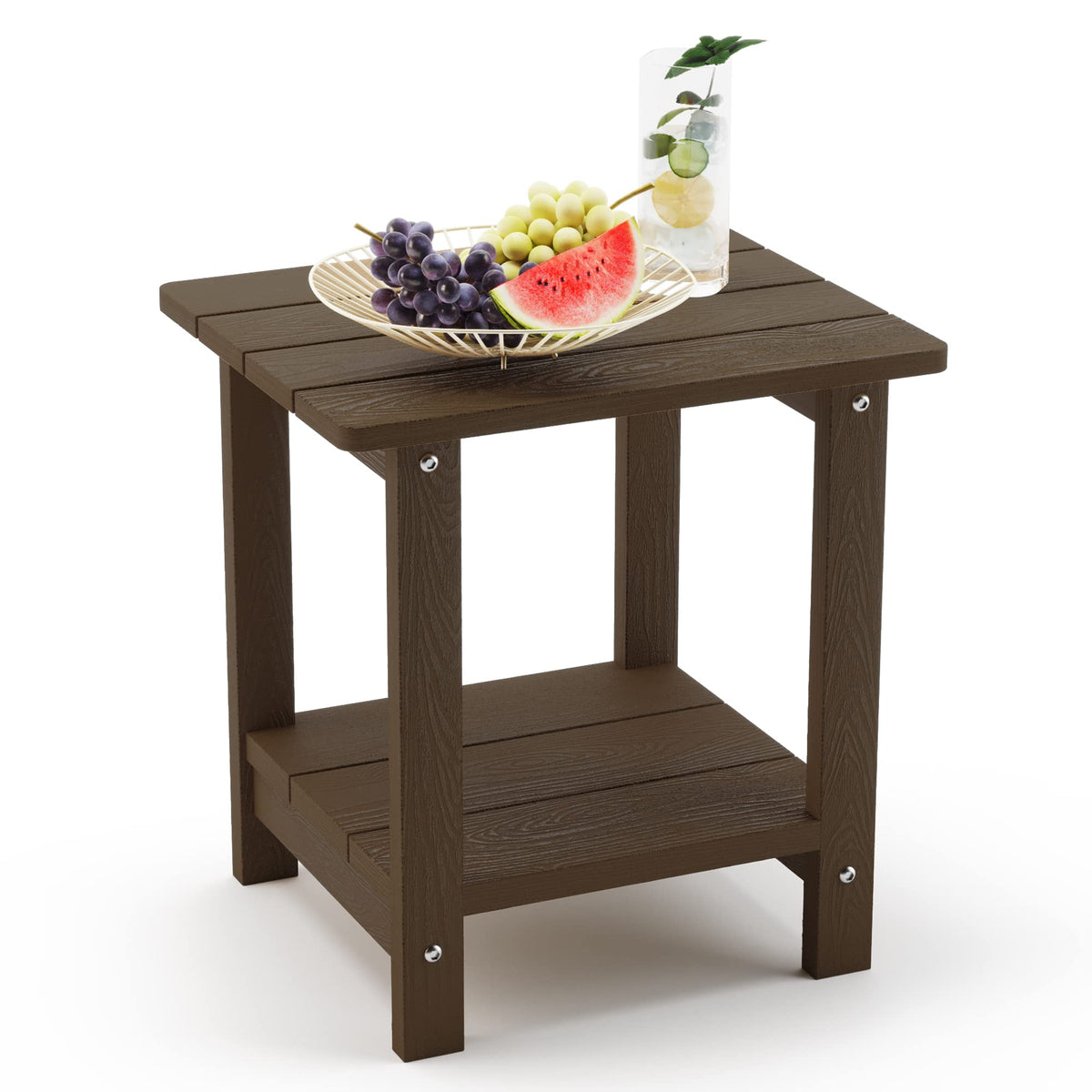 LUE BONA Adirondack side table two-tier top view ideal for outdoor organization