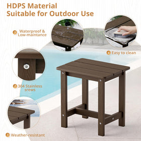 LUE BONA dark brown outdoor side table on a porch