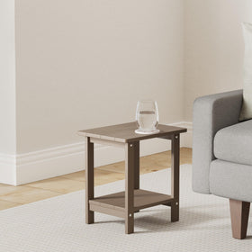 LUE BONA end table with lamp and book showcasing versatile patio setup