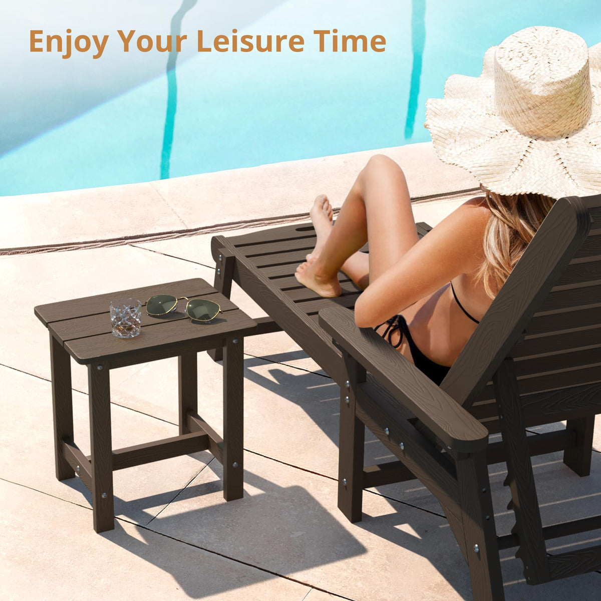 LUE BONA weather-resistant table with sun exposure demonstrating fade resistance