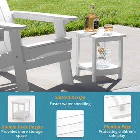 LUE BONA Adirondack side table quick-assembly with eight screws.