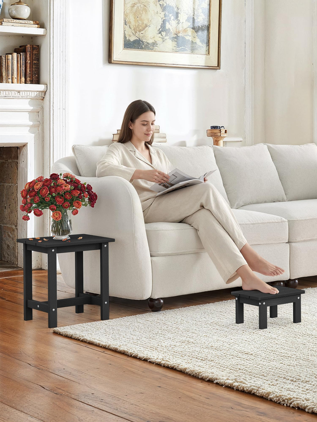 LUE BONA compact storage under table when not in use.
