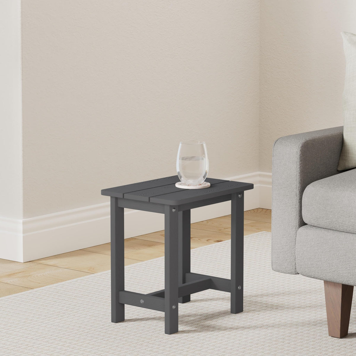 LUE BONA side table sized to complement Adirondack chairs