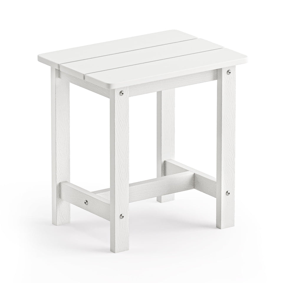 LUE BONA outdoor side table with wood-like finish provides durable weather resistance.