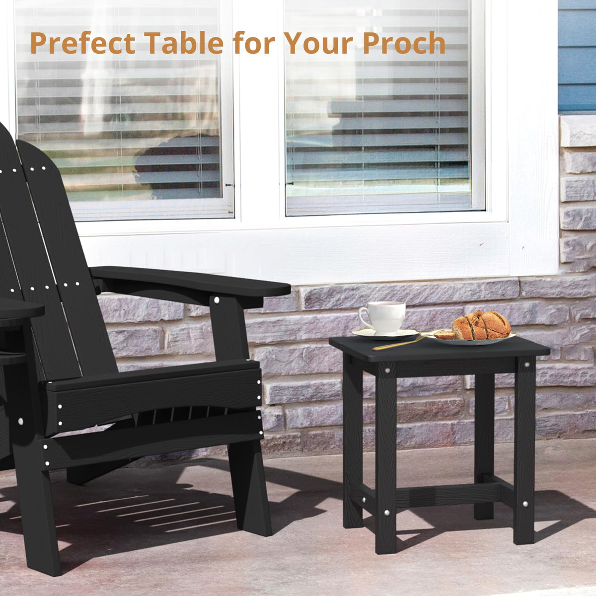 LUE BONA patio end table ready for drinks and snacks outdoors