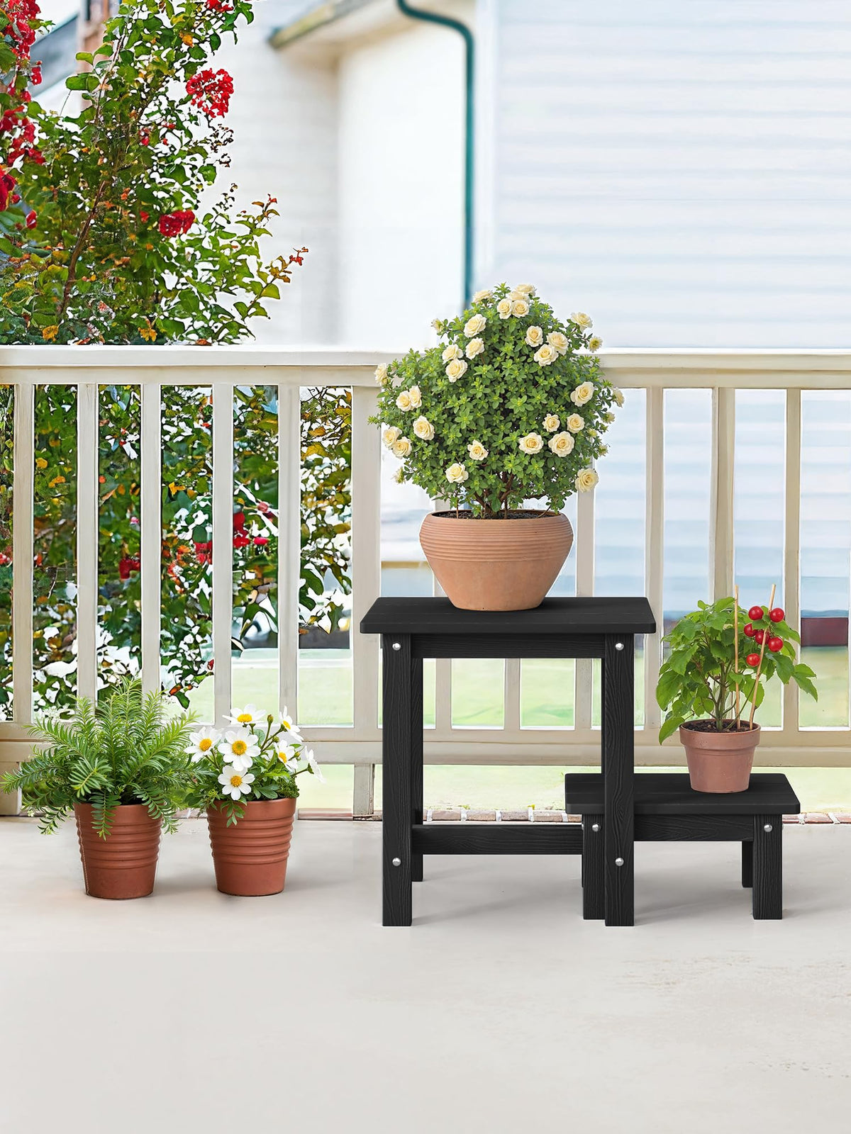 LUE BONA patio setup with Adirondack chair shows versatile use.