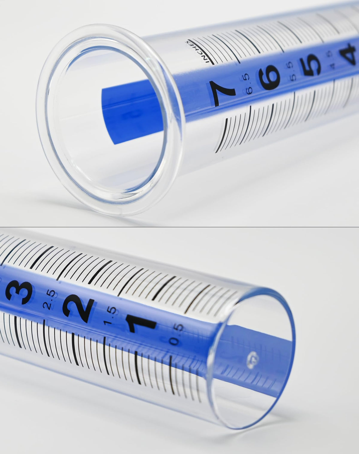 Lueudu plastic rain gauge tube in clear design for simple yard weather tracking.