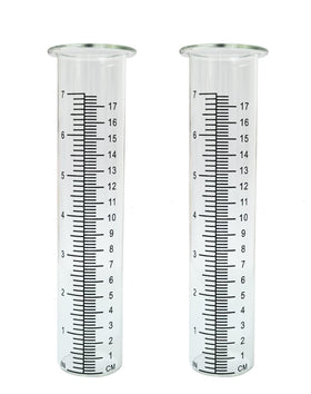 Lueudu rain gauge replacement tube in clear plastic for outdoor measurement.
