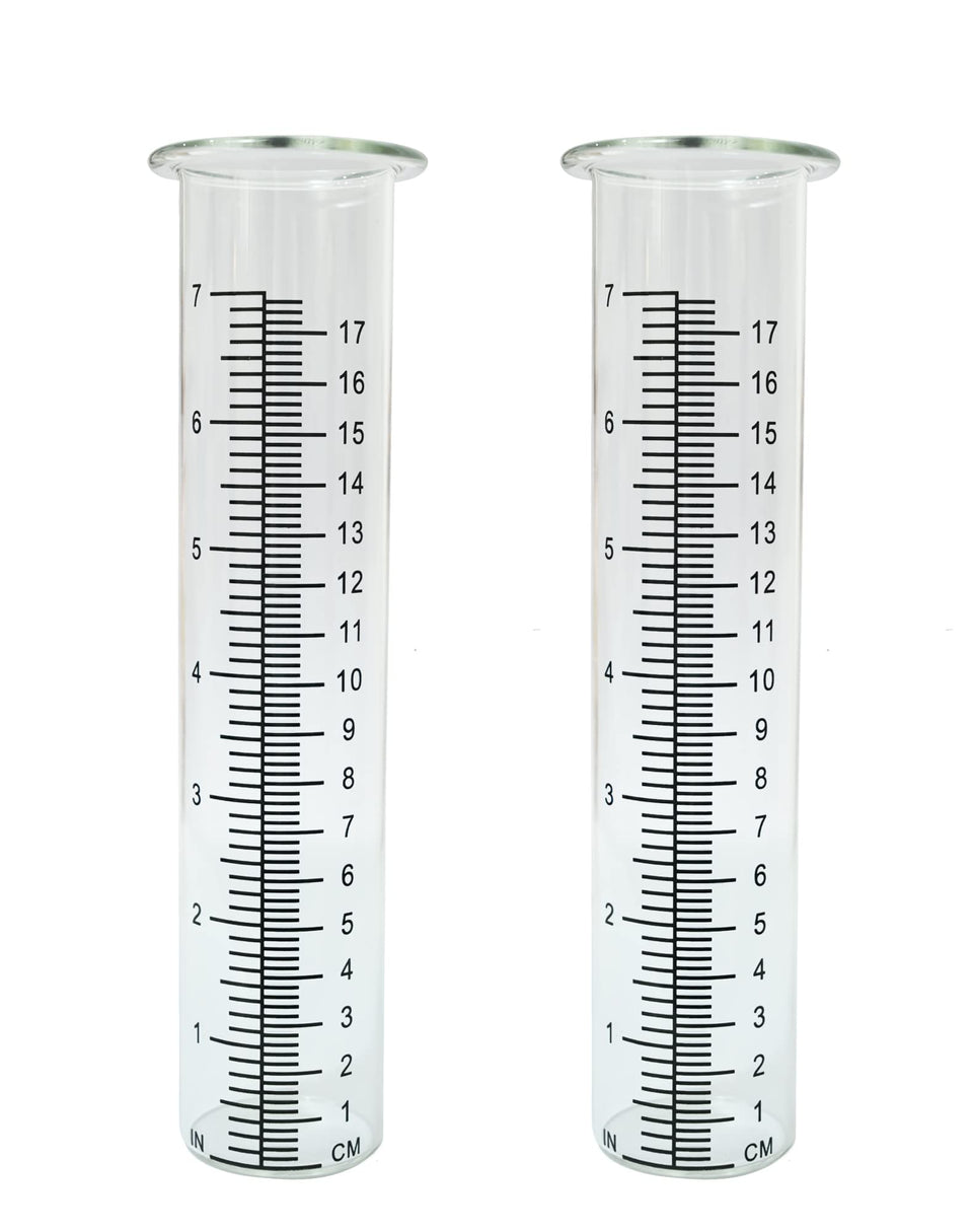 Lueudu rain gauge replacement tube in clear plastic for outdoor measurement.