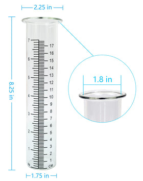 Lueudu rain gauge tube opening 1-8 inch fits standard tubes.