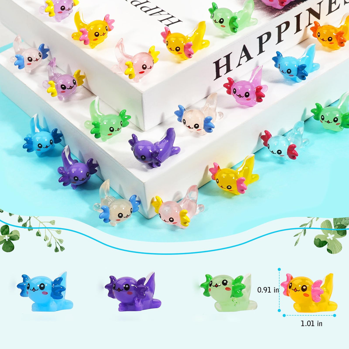 Lugailly axolotl figurines collection showcases 3D realistic coloration for DIY projects.