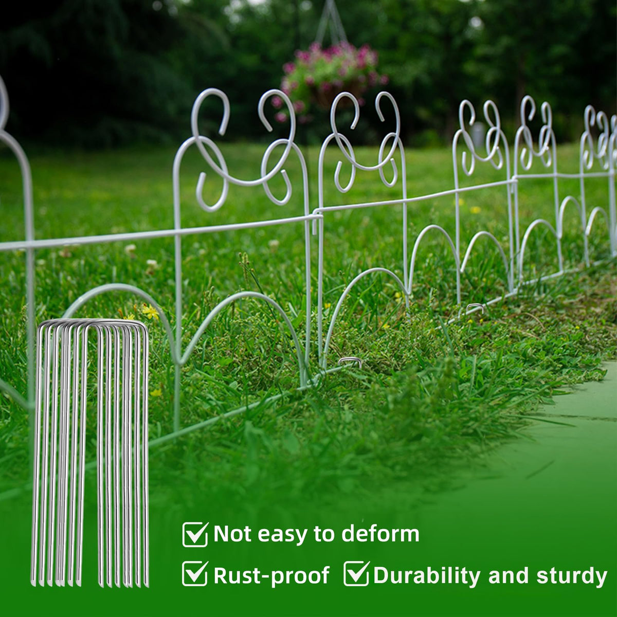 Luijnbn anti-rust fence pins protect garden borders from rust and wear.