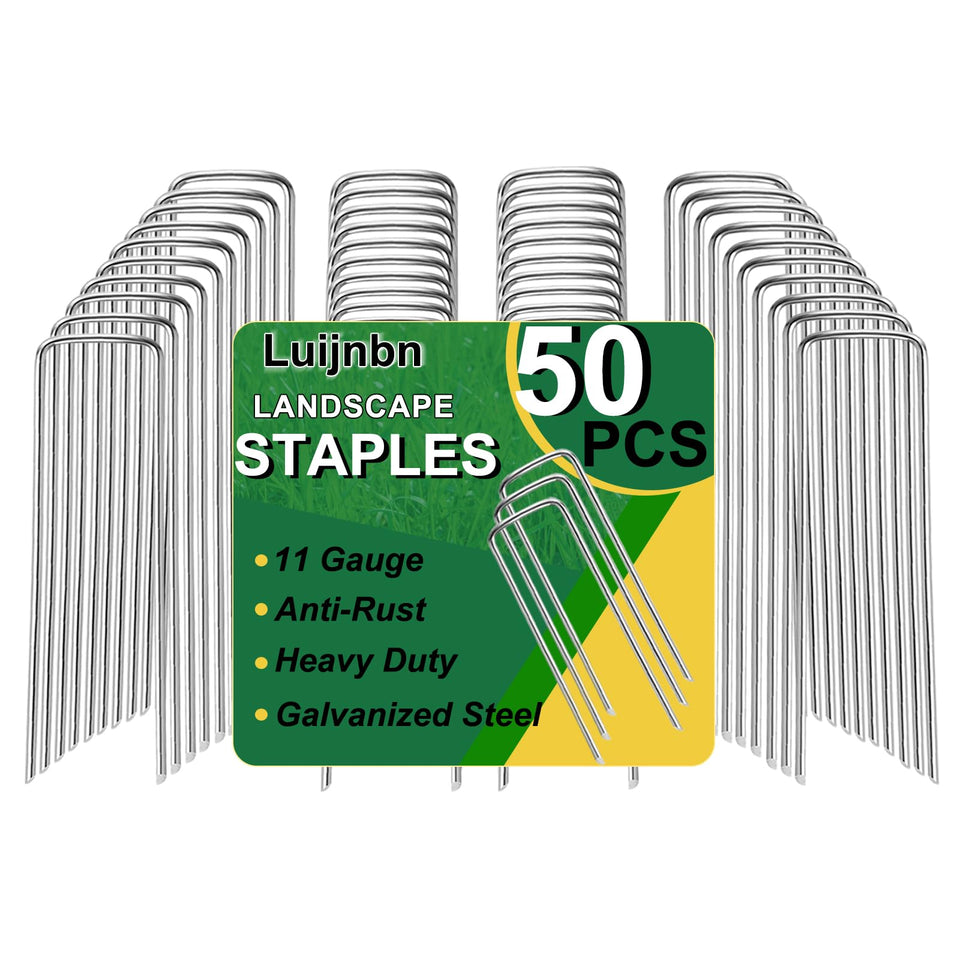 Luijnbn lawn staples 5-inch 11-gauge securely anchor weed barriers and sod.