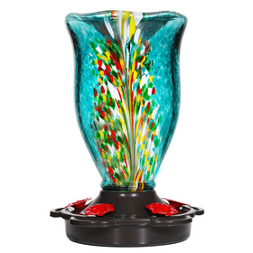 LUJII hummingbird feeder with ant guard in blue for outdoor use
