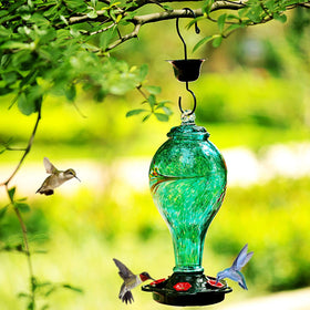 LUJII blue glass feeder with five ports simplifies nectar feeding