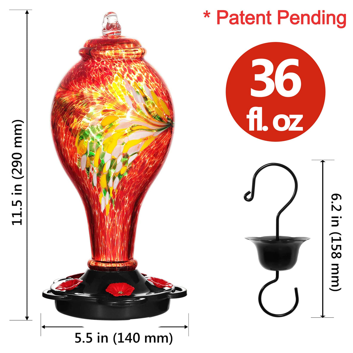 LUJII red outdoor garden decor feeder adds color and life to your yard.