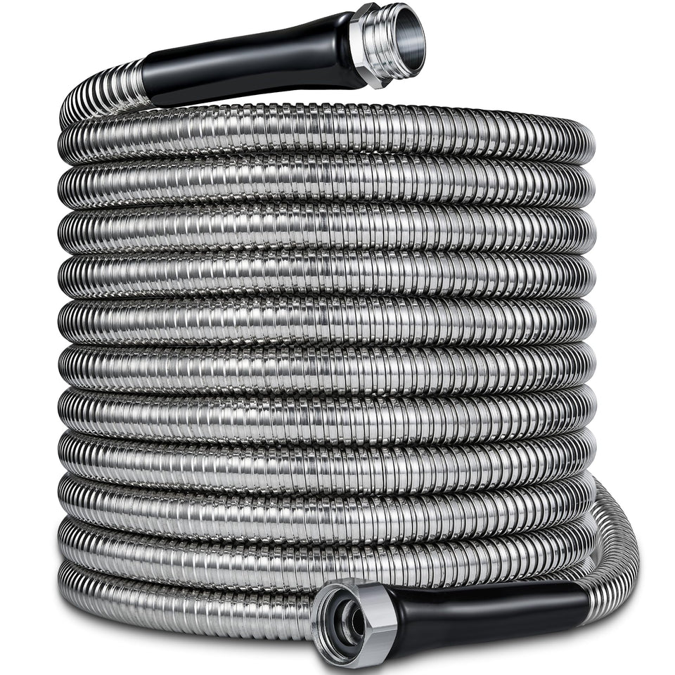 Lukiegale 50ft metal garden hose with durable stainless steel exterior for long-lasting outdoor watering