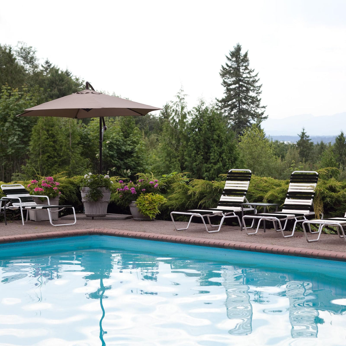 Black LukLoy vinyl strap blending with outdoor furniture.
