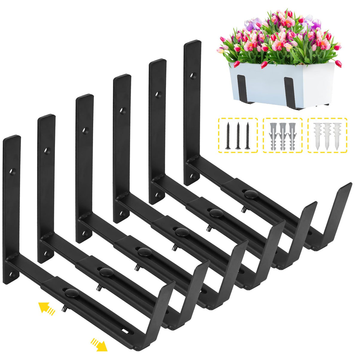 LukLoy window planter brackets adjustable 6-12 inch for secure balcony gardening.