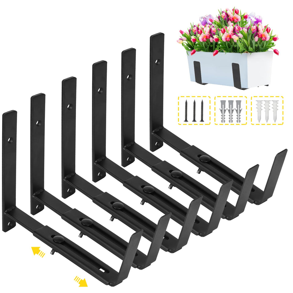 LukLoy window planter brackets adjustable 6-12 inch for secure balcony gardening.