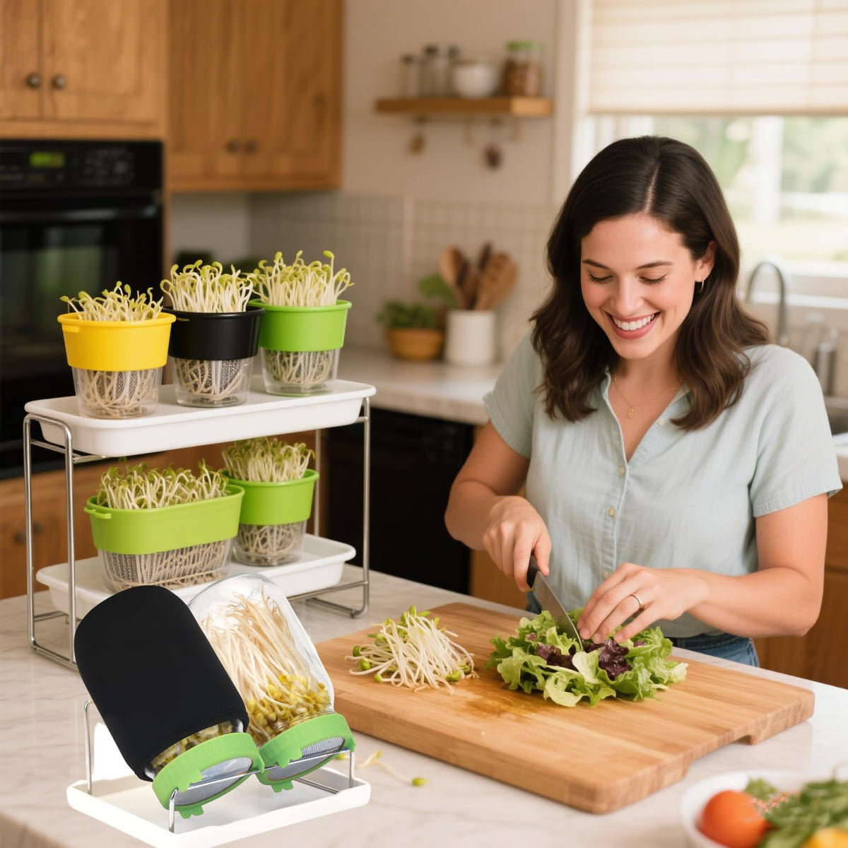 Lulonpon Sprouting Kit stainless bracket provides stable jar setup
