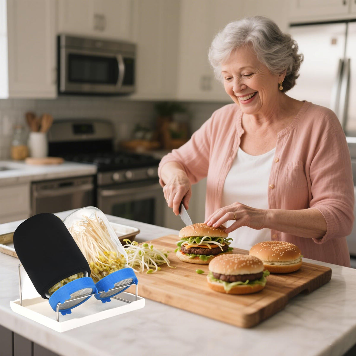 Lulonpon sprouting kit cleaning brush simplifies rinsing and maintenance