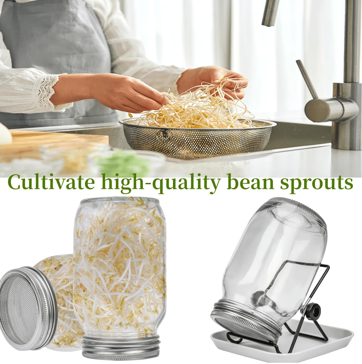 Lulonpon Sprouting Kit filter cover: mesh lid supports healthy airflow.