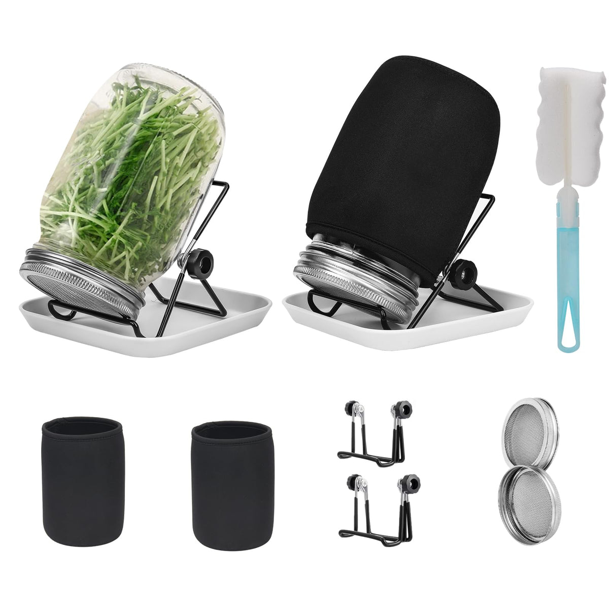 Lulonpon Sprouting Kit glass jar pair for fresh sprouts at home.