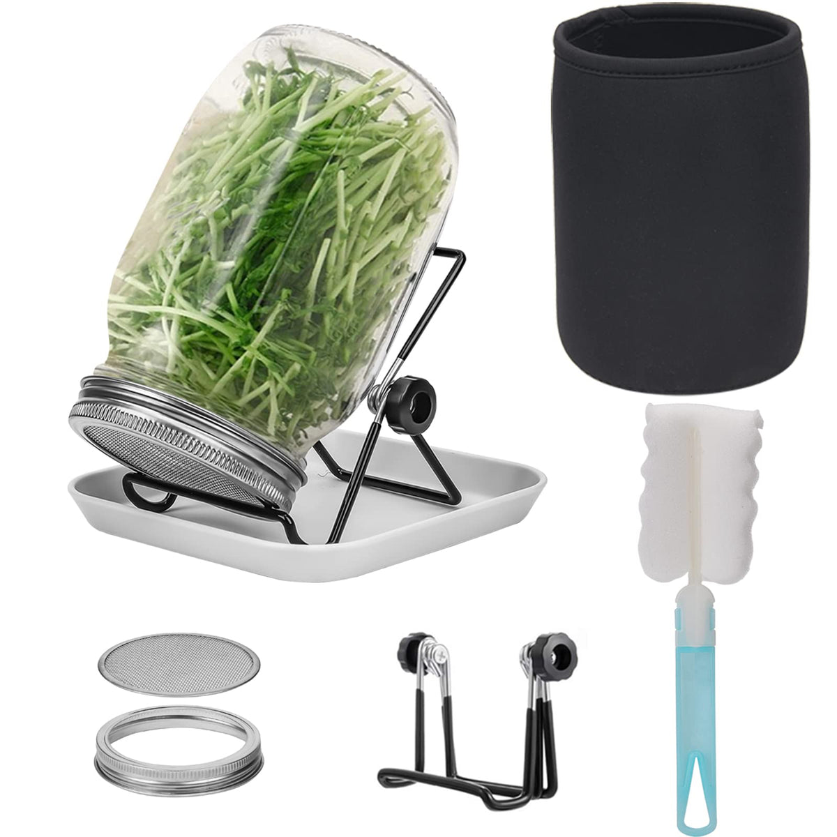 Lulonpon Sprouting Kit jar: wide-mouth glass jar for easy sprouting and cleaning.