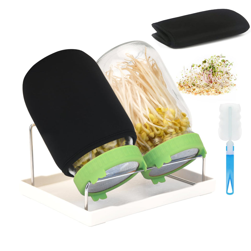 Lulonpon Sprouting Kit with two jars for easy, in-kitchen sprouting