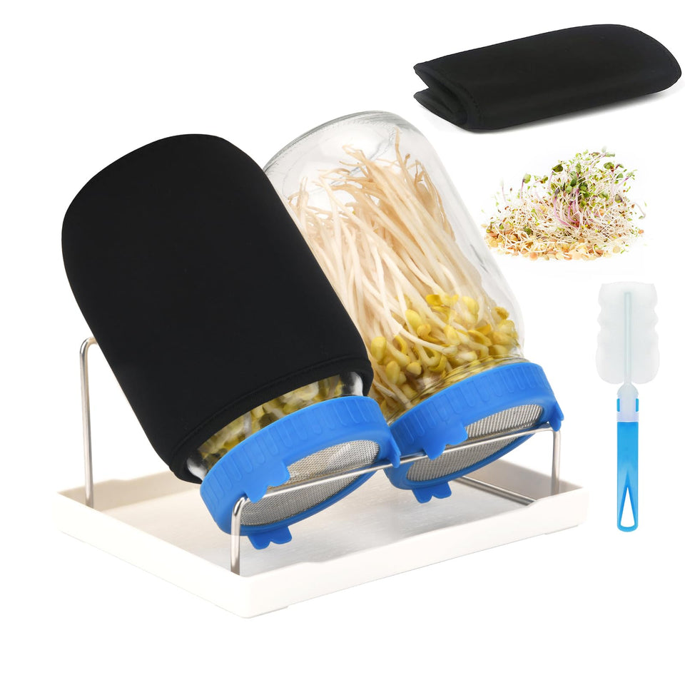 Lulonpon sprouting kit wide-mouth jar setup supports easy access to sprouts