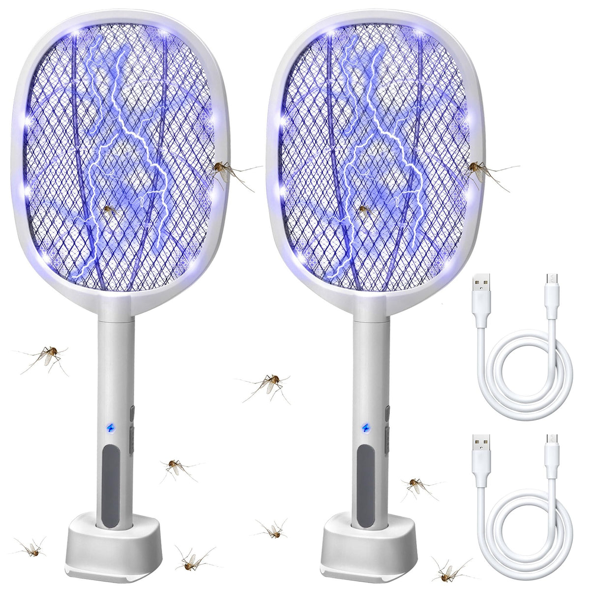 Lulu Home bug-zapper-racket handheld in action for fast mosquito elimination.