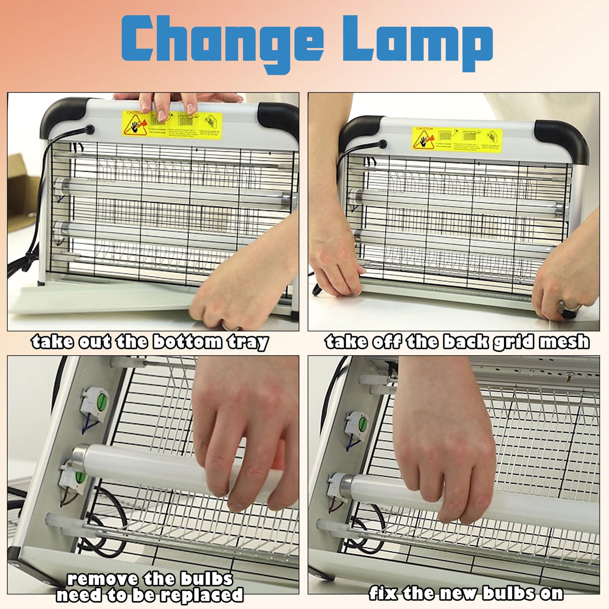 Lulu Home easy-replace T8 bulb uses rotate and remove steps