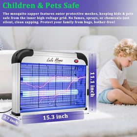 Lulu Home electric bug zapper side view showing safety mesh and compact design