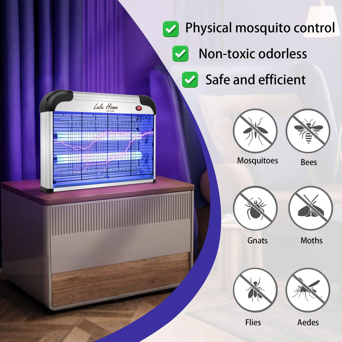 Lulu Home indoor insect killer uses 20W bulbs to attract flying pests