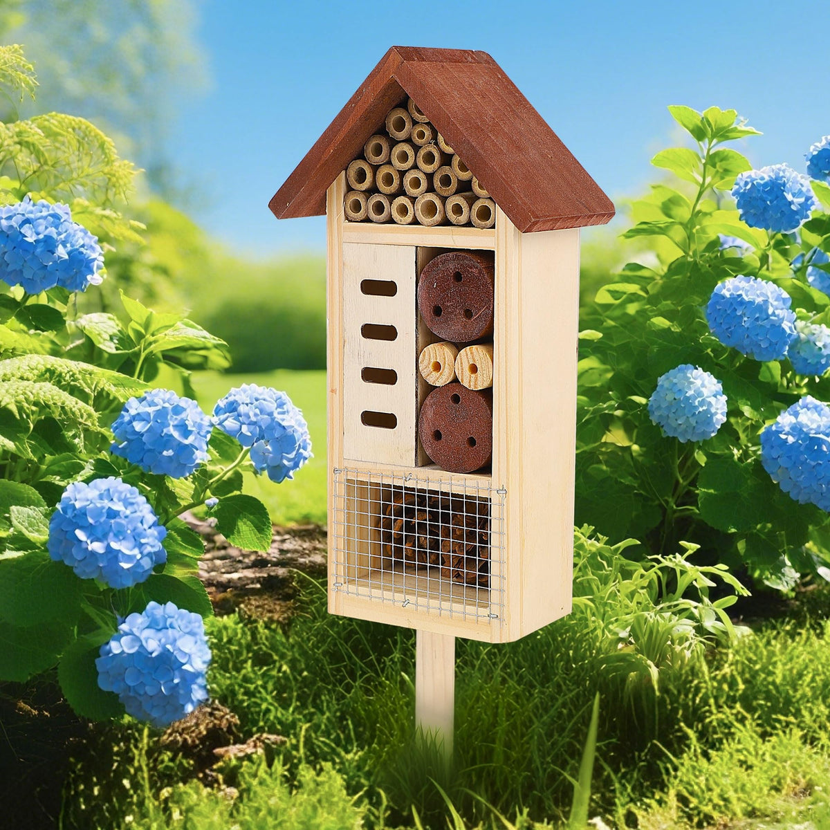 Lulu Home bee and ladybug habitat encourages natural pest control.