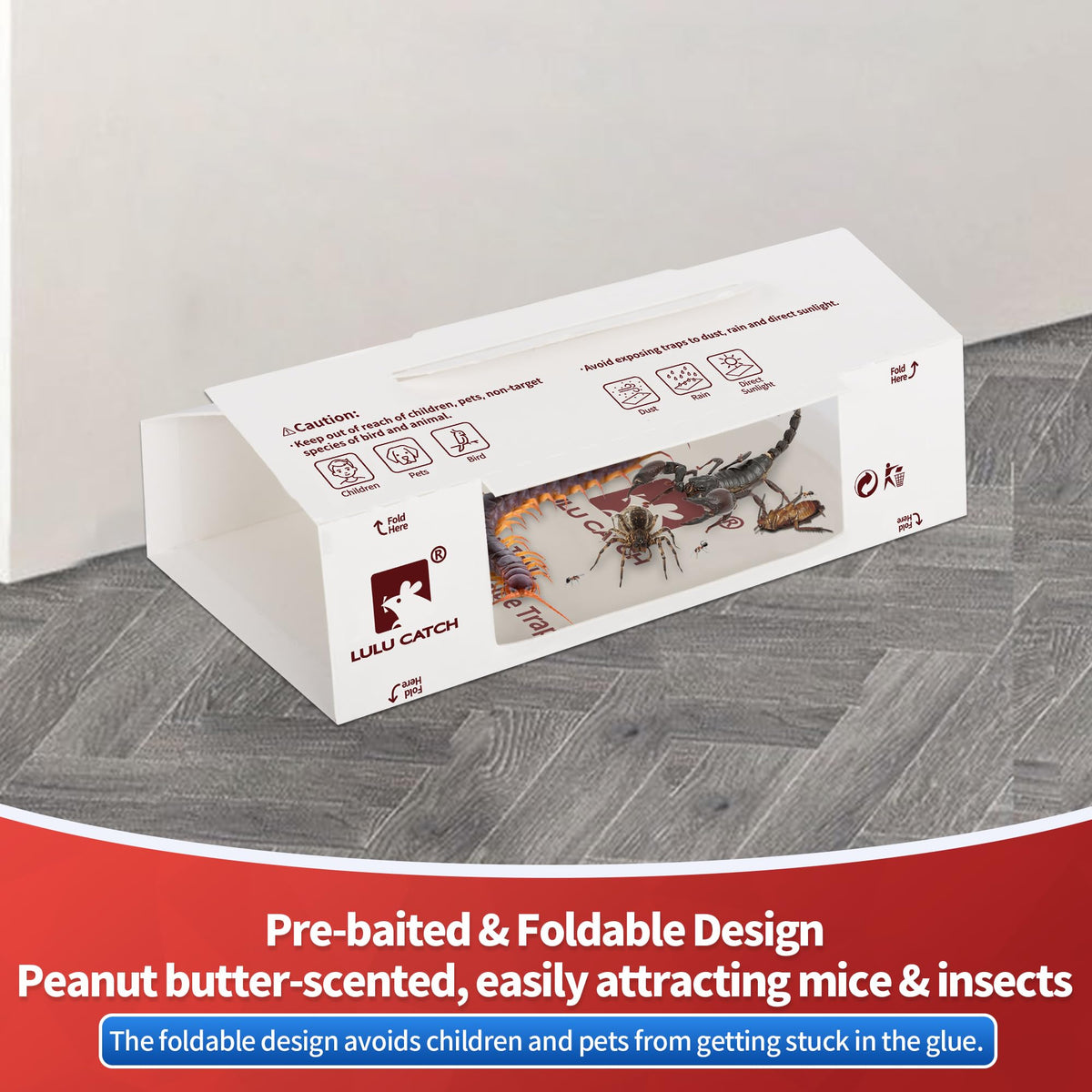 LULUCATCH foldable glue board becomes a tent to protect pets and kids.