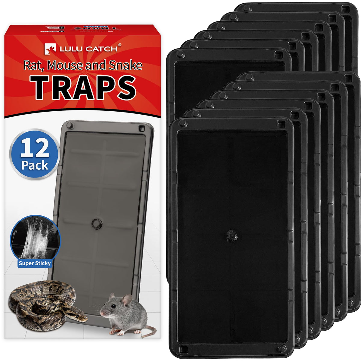 LULUCATCH mouse trap with large tray captures bigger rodents safely indoors.