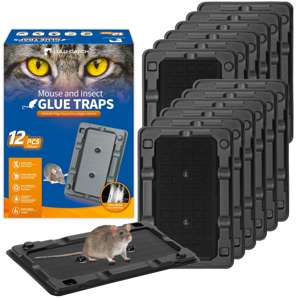 LULUCATCH mouse traps prebaited-glue-traps: strong adhesive for quick captures