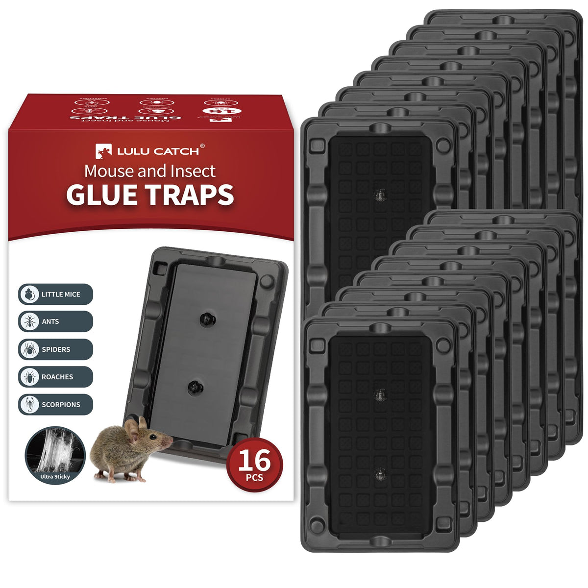 LULUCATCH 16-pack traps ready for quick setup and reliable pest capture.