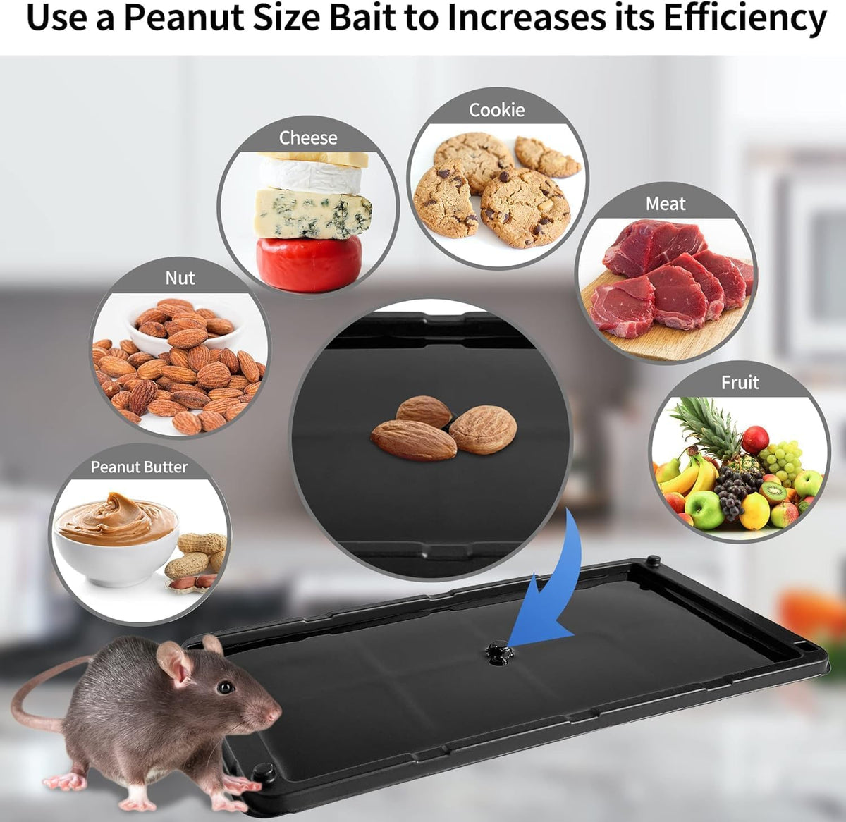 LULUCATCH pre-baited peanut butter scent attracts mice quickly.