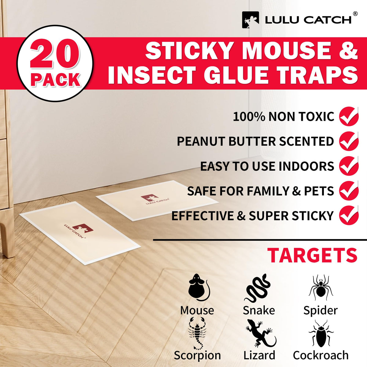 LULUCATCH ready-to-use glue trap peeled and placed easily