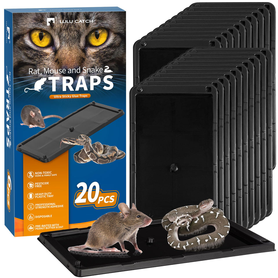LULUCATCH sticky mouse trap 20-pack prebaited boards ready to place.